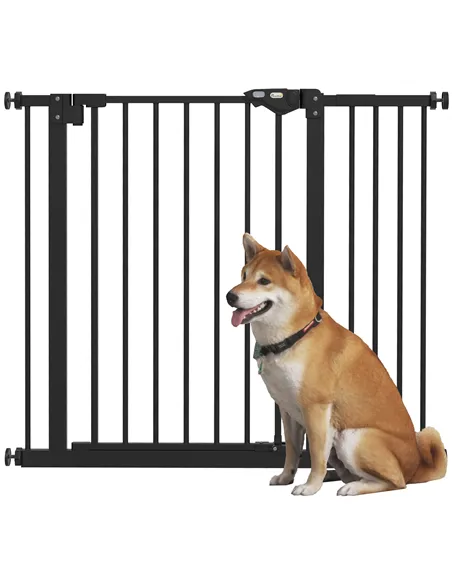PawHut Adjustable Safety Gate w/ One Extensions, Four Adjustable Screws, Black
