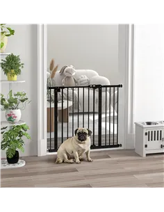 PawHut Adjustable Safety Gate w/ One Extensions, Four Adjustable Screws, Black 2