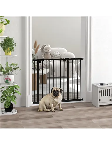 PawHut Adjustable Safety Gate w/ One Extensions, Four Adjustable Screws, Black