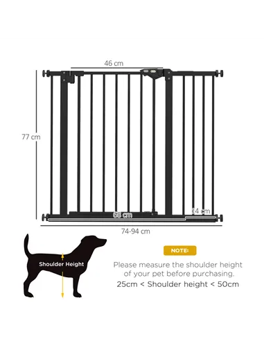 PawHut Adjustable Safety Gate w/ One Extensions, Four Adjustable Screws, Black