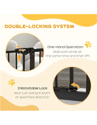 PawHut Adjustable Safety Gate w/ One Extensions, Four Adjustable Screws, Black