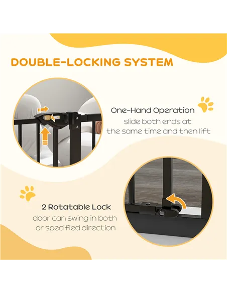 PawHut Adjustable Safety Gate w/ One Extensions, Four Adjustable Screws, Black