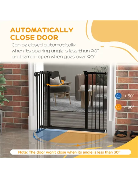 PawHut Adjustable Safety Gate w/ One Extensions, Four Adjustable Screws, Black