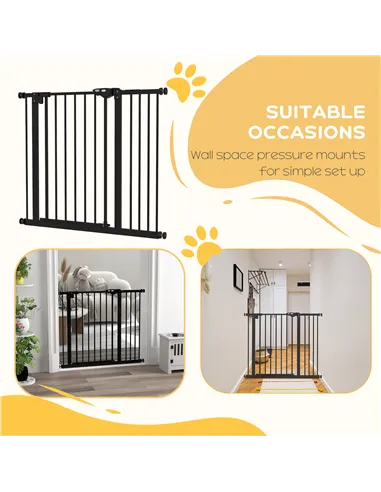 PawHut Adjustable Safety Gate w/ One Extensions, Four Adjustable Screws, Black