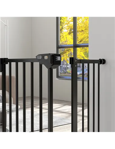 PawHut Adjustable Safety Gate w/ One Extensions, Four Adjustable Screws, Black
