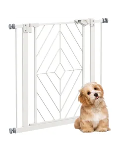 PawHut Pressure Fit Stair Gate, Dog Gate, with Auto Closing Door, Double Locking, Easy Installation, Openings 74-80cm - White