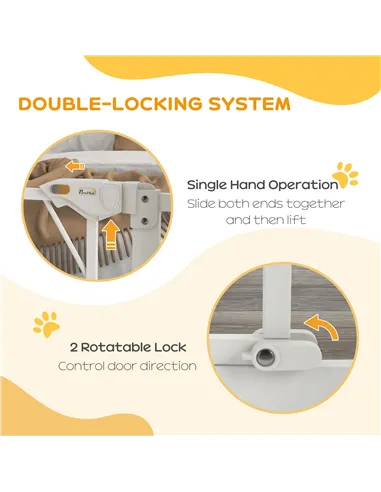 PawHut Pressure Fit Stair Gate, Dog Gate, with Auto Closing Door, Double Locking, Easy Installation, Openings 74-80cm - White