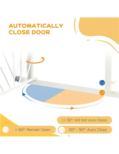 PawHut Pressure Fit Stair Gate, Dog Gate, with Auto Closing Door, Double Locking, Easy Installation, Openings 74-80cm - White