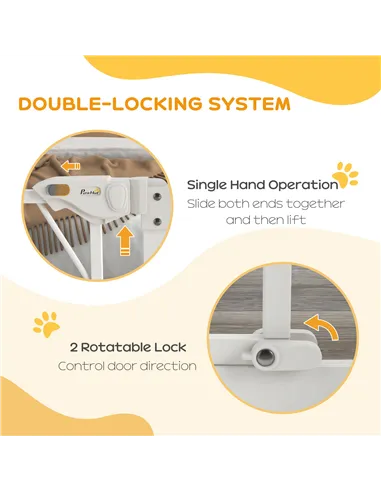 PawHut Pressure Fit Stair Gate Dog Gate w/ Auto Closing Door, Double Locking, Easy Installation, for 74-100cm Openings - White
