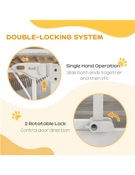 PawHut Pressure Fit Stair Gate Dog Gate w/ Auto Closing Door, Double Locking, Easy Installation, for 74-100cm Openings - White