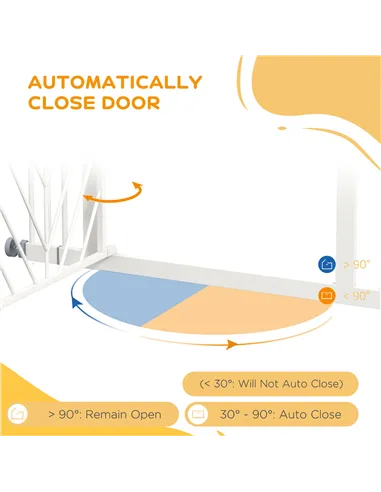 PawHut Pressure Fit Stair Gate Dog Gate w/ Auto Closing Door, Double Locking, Easy Installation, for 74-100cm Openings - White