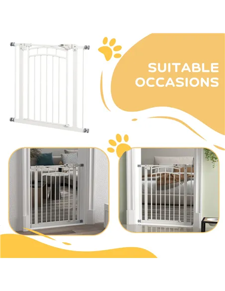 PawHut Pressure Fit Stair Gate, Dog Gate w/ Auto Closing Door, for Small, Medium Dog, Easy Installation, for 74-80cm Opening