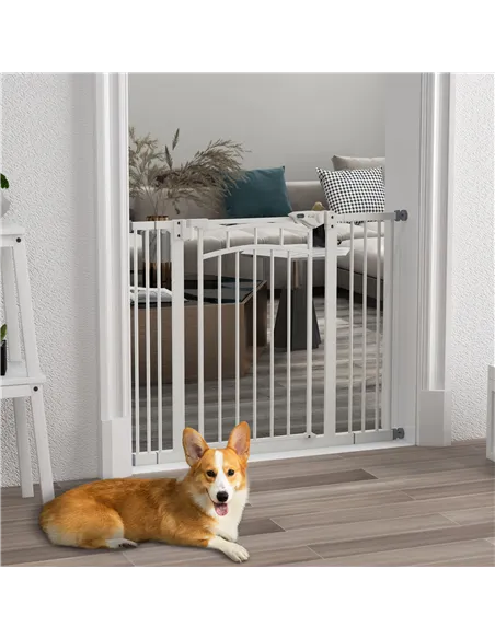 PawHut Pressure Fit Stair Gate, Dog Gate w/ Auto Closing Door for Small, Medium Dog, Easy Installation, for Width 74 to 100cm