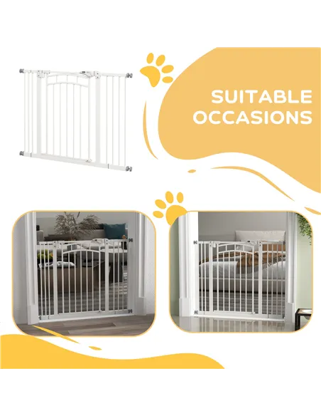PawHut Pressure Fit Stair Gate, Dog Gate w/ Auto Closing Door for Small, Medium Dog, Easy Installation, for Width 74 to 100cm