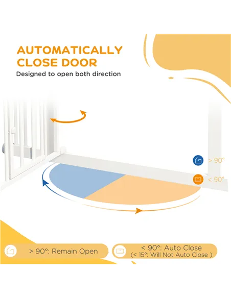 PawHut Extra Tall Pet Gate, Indoor Dog Safety Gate, with Cat Flap, Auto Close, 74-101cm Wide - White