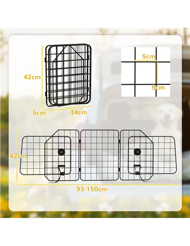 PawHut Dog Guard for Cars, Vans, Vehicles, with 93-150cm Adjustable Width