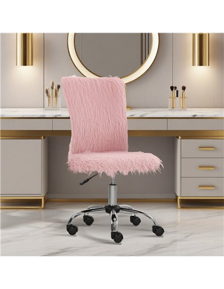 HOMCOM Plush Office Desk Chair, Modern Armless Swivel Vanity Chair with Adjustable Height for Home Office, Bedroom, Living Room,