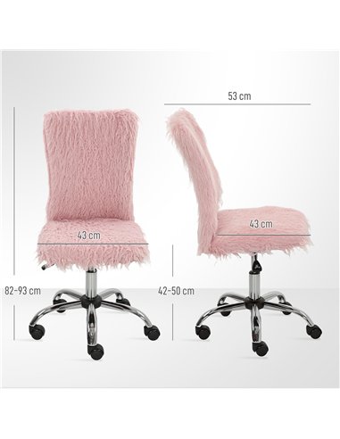 HOMCOM Plush Office Desk Chair, Modern Armless Swivel Vanity Chair with Adjustable Height for Home Office, Bedroom, Living Room,
