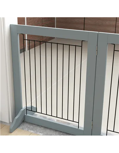 PawHut Foldable Pet Gate, with Three Panels & Two Support Feet - Grey