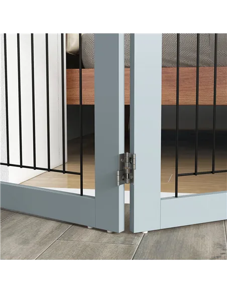 PawHut Foldable Pet Gate, with Three Panels & Two Support Feet - Grey