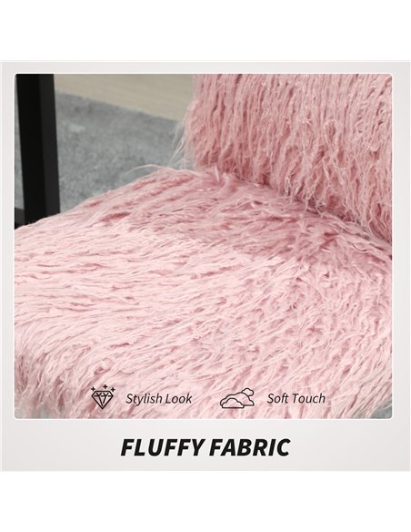 HOMCOM Plush Office Desk Chair, Modern Armless Swivel Vanity Chair with Adjustable Height for Home Office, Bedroom, Living Room,