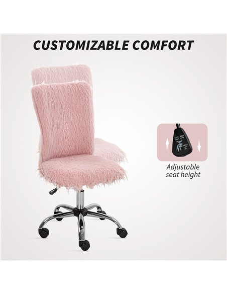 HOMCOM Plush Office Desk Chair, Modern Armless Swivel Vanity Chair with Adjustable Height for Home Office, Bedroom, Living Room,