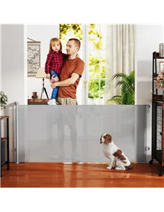 PawHut Retractable Stair Gate Extends Up to 180 cm Wide, Dog Gate for Doorways, Stairways, Hallways, Grey 2