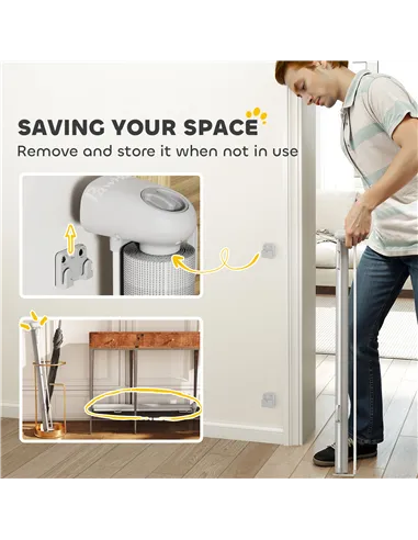 PawHut Retractable Stair Gate Extends Up to 180 cm Wide, Dog Gate for Doorways, Stairways, Hallways, Grey