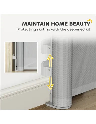 PawHut Retractable Stair Gate Extends Up to 180 cm Wide, Dog Gate for Doorways, Stairways, Hallways, Grey