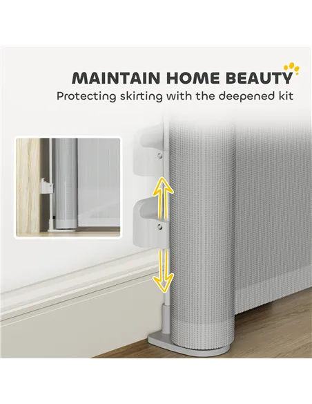 PawHut Retractable Stair Gate Extends Up to 180 cm Wide, Dog Gate for Doorways, Stairways, Hallways, Grey