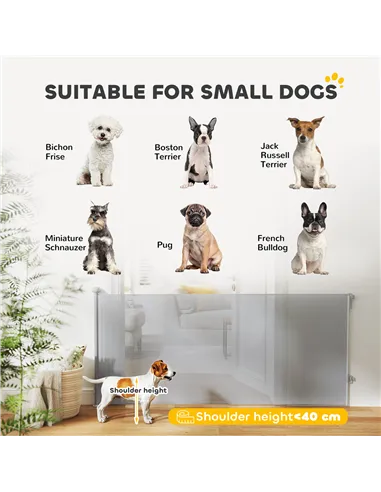 PawHut Retractable Stair Gate Extends Up to 180 cm Wide, Dog Gate for Doorways, Stairways, Hallways, Grey