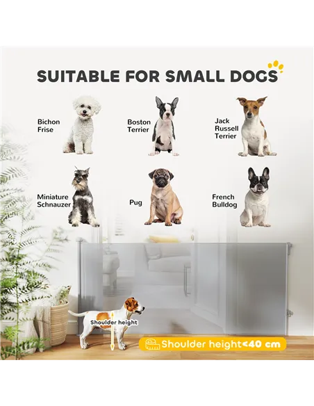 PawHut Retractable Stair Gate Extends Up to 180 cm Wide, Dog Gate for Doorways, Stairways, Hallways, Grey