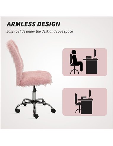 HOMCOM Plush Office Desk Chair, Modern Armless Swivel Vanity Chair with Adjustable Height for Home Office, Bedroom, Living Room,
