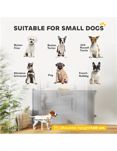 PawHut Retractable Stair Gate Extends Up to 140 cm Wide, Dog Gate for Doorways, Stairways, Hallways, Grey