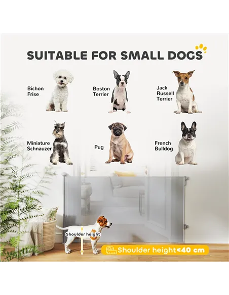 PawHut Retractable Stair Gate Extends Up to 140 cm Wide, Dog Gate for Doorways, Stairways, Hallways, Grey