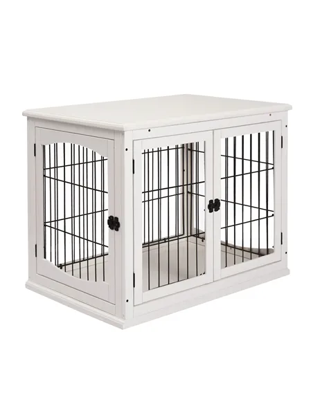 PawHut Dog Crate Furniture, Puppy Crate End Table, Pet Kennel House with 2 Doors for Medium and Small Dogs, 81 x 58.5 x 66 cm, W