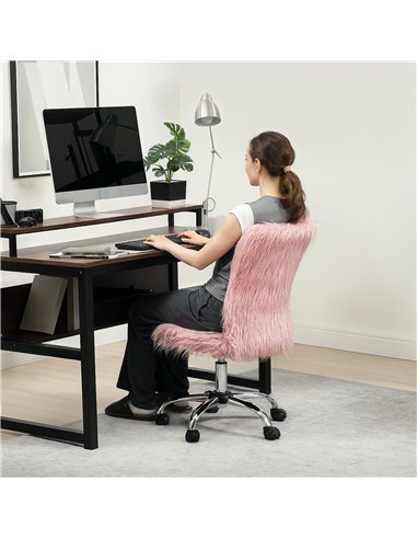 HOMCOM Plush Office Desk Chair, Modern Armless Swivel Vanity Chair with Adjustable Height for Home Office, Bedroom, Living Room,