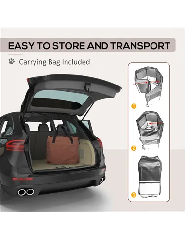 PawHut Portable Cat Dog Playpen Pet Puppy Rabbit Guinea Pig Pen Run Dia 90 x 41H cm Indoor & Outdoor Brown