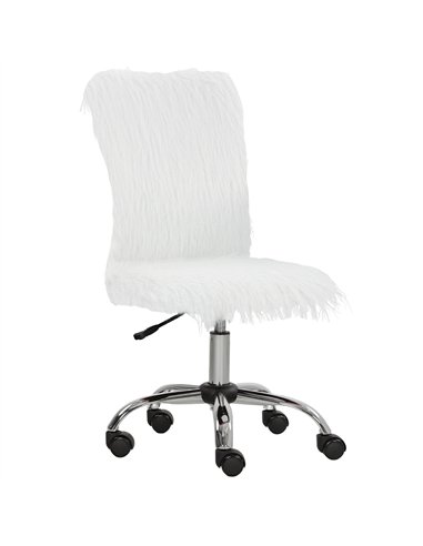 HOMCOM Plush Office Desk Chair, Modern Armless Swivel Vanity Chair with Adjustable Height for Home Office, Bedroom, Living Room,