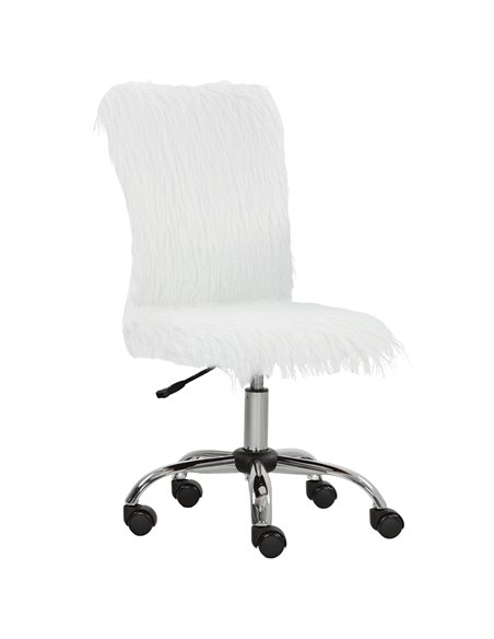 HOMCOM Plush Office Desk Chair, Modern Armless Swivel Vanity Chair with Adjustable Height for Home Office, Bedroom, Living Room,