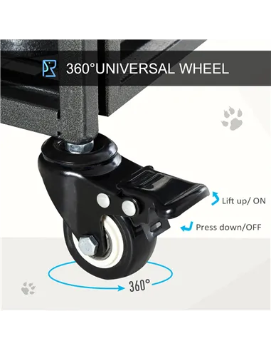 PawHut Metal Dog Cage Kennel Locking Door & Wheels Removable Tray Openable Top For Extra Large Pets 125 x 76 x 81 cm