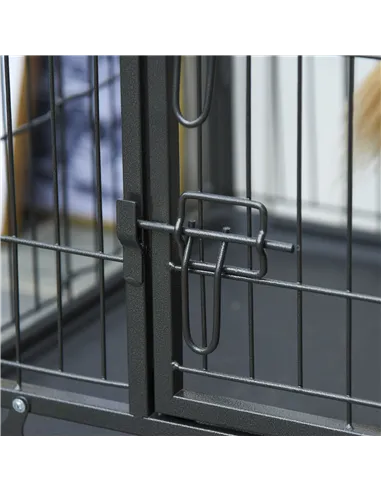 PawHut Metal Dog Cage Kennel Locking Door & Wheels Removable Tray Openable Top For Extra Large Pets 125 x 76 x 81 cm