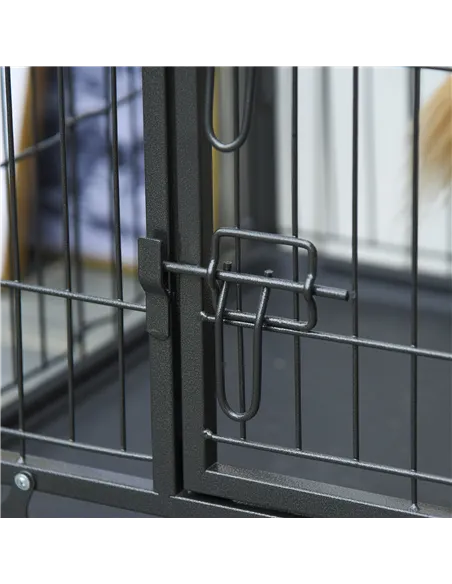 PawHut Metal Dog Cage Kennel Locking Door & Wheels Removable Tray Openable Top For Extra Large Pets 125 x 76 x 81 cm