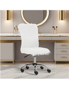 HOMCOM Plush Office Desk Chair, Modern Armless Swivel Vanity Chair with Adjustable Height for Home Office, Bedroom, Living Room, 2