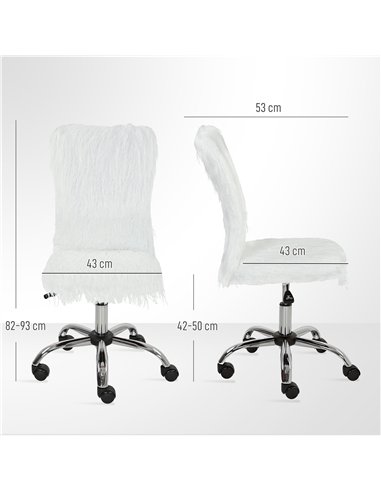 HOMCOM Plush Office Desk Chair, Modern Armless Swivel Vanity Chair with Adjustable Height for Home Office, Bedroom, Living Room,