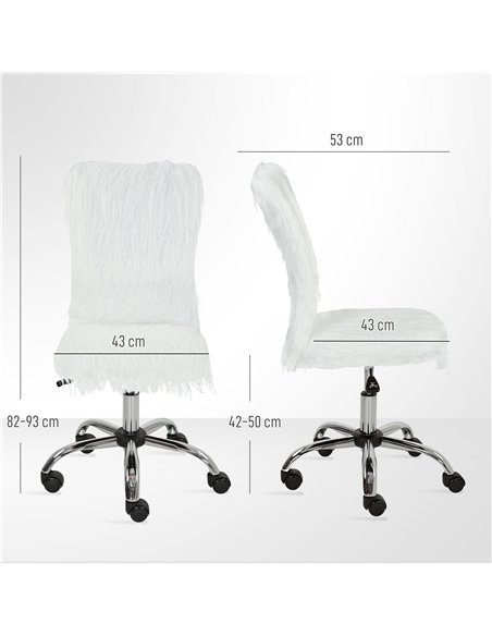 HOMCOM Plush Office Desk Chair, Modern Armless Swivel Vanity Chair with Adjustable Height for Home Office, Bedroom, Living Room,