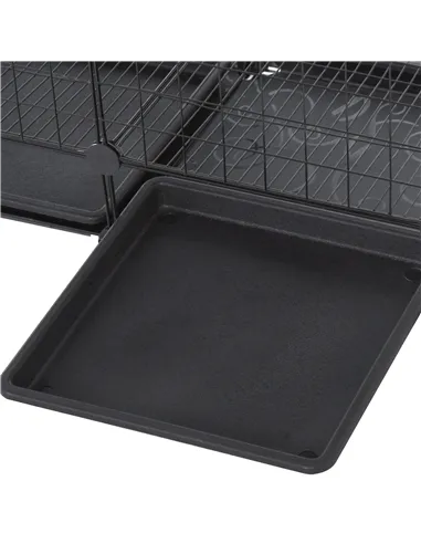 PawHut 3 Level DIY Pet Playpen Metal Small Animal Cage Rabbit Ferret Chinchillas Cage 4 Doors Bottom Trays Black