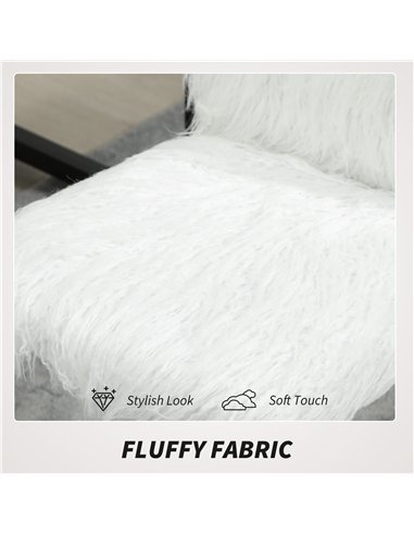 HOMCOM Plush Office Desk Chair, Modern Armless Swivel Vanity Chair with Adjustable Height for Home Office, Bedroom, Living Room,