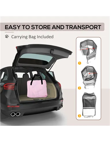 PawHut Portable Cat Dog Playpen Pet Puppy Rabbit Guinea Pig Pen Run Dia 90 x 41H cm Indoor & Outdoor Pink