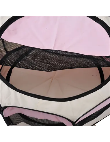 PawHut Portable Cat Dog Playpen Pet Puppy Rabbit Guinea Pig Pen Run Dia 90 x 41H cm Indoor & Outdoor Pink